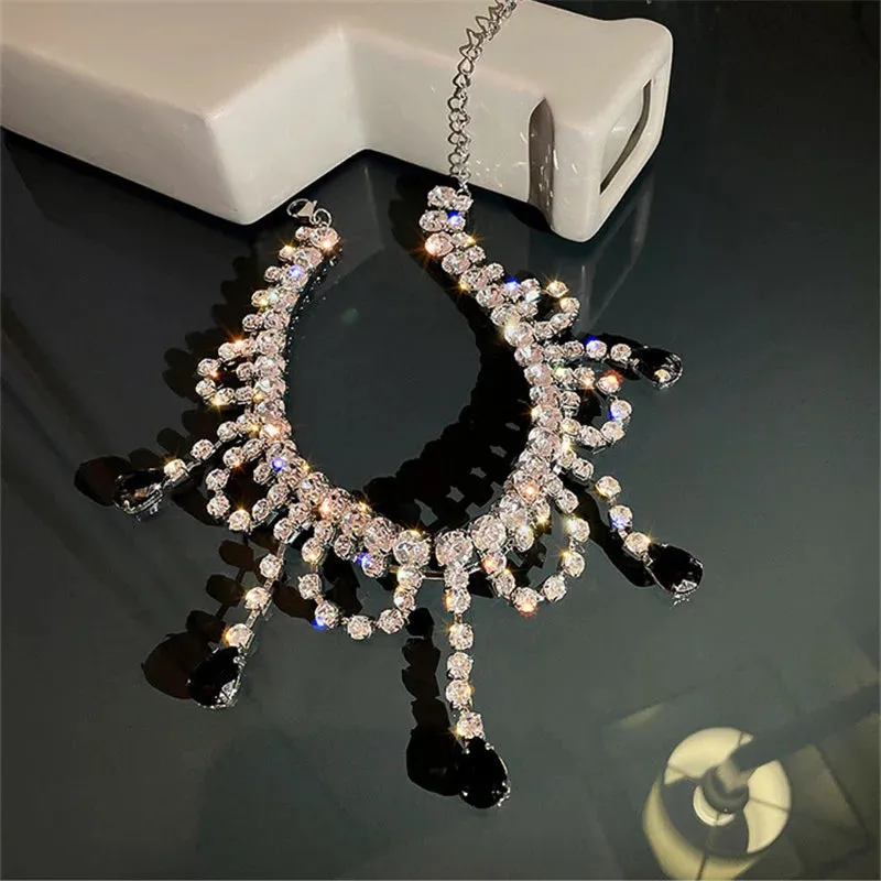 Black Water Drop Crystal Choker Necklace