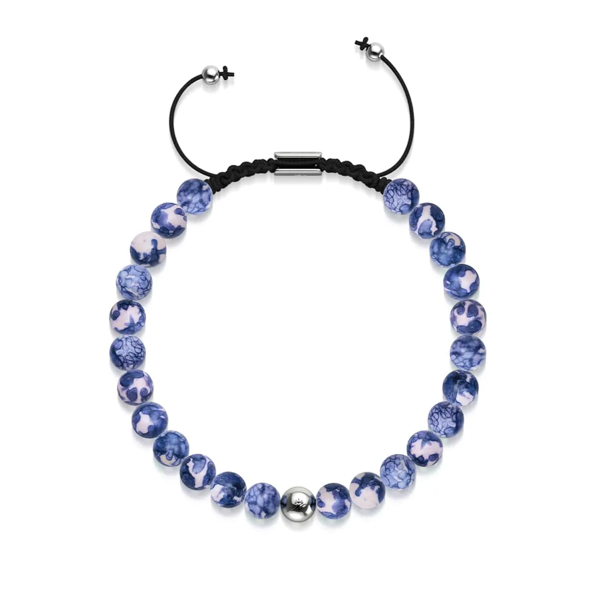Picasso Porcelain Macrame Bracelet | Cobalt and Cream
